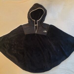 RARE The North Face Women Black OSO Hooded Poncho Jacket Fleece XS